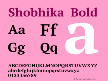Shobhika Bold Version 1.050;PS 1.000;hotconv 16.6.51;makeotf.lib2.5.65220 Font Sample