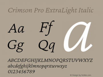 Crimson Pro ExtraLight Italic Version 1.001图片样张