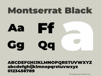 Montserrat Black Version 7.200;PS 007.200;hotconv 1.0.88;makeotf.lib2.5.64775 Font Sample