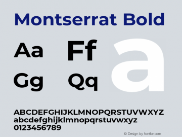 Montserrat Bold Version 7.200;PS 007.200;hotconv 1.0.88;makeotf.lib2.5.64775 Font Sample