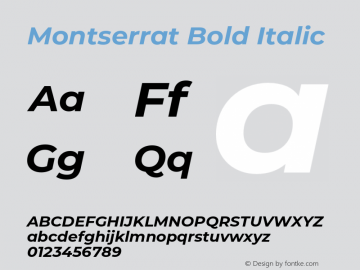 Montserrat Bold Italic Version 7.200;PS 007.200;hotconv 1.0.88;makeotf.lib2.5.64775 Font Sample