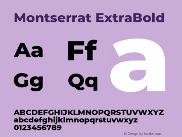 Montserrat ExtraBold Version 7.200;PS 007.200;hotconv 1.0.88;makeotf.lib2.5.64775 Font Sample