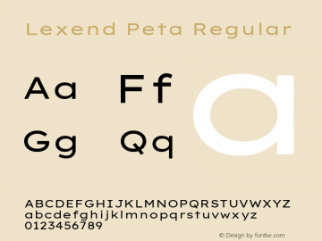 Lexend Peta Regular Version 1.002 Font Sample