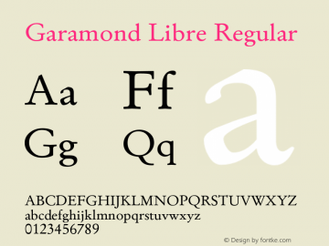 Garamond Libre Regular Version 1.4图片样张