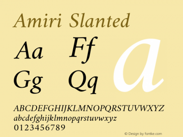 Amiri Slanted Version 0.113 Font Sample