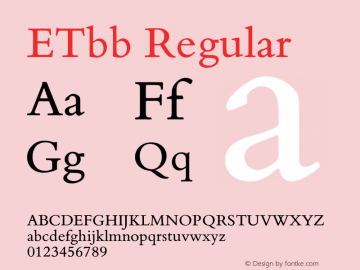 ET Bembo Regular Version 001.001 Font Sample