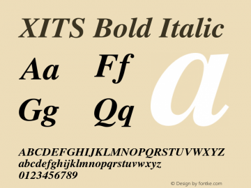 XITS Bold Italic Version 1.302 Font Sample