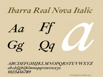 Ibarra Real Nova Italic Version 1.015;hotconv 1.0.109;makeotfexe 2.5.65596图片样张