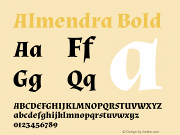 Almendra Bold Version 1.004 Font Sample