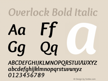 Overlock-BoldItalic Version 1.001 Font Sample