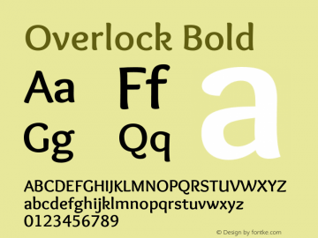 Overlock-Bold Version 1.001 Font Sample