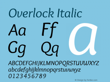 Overlock-Italic Version 1.001 Font Sample