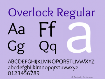 Overlock-Regular Version 1.001 Font Sample