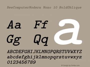 NewCMMono10-BoldOblique Version 2.3 Font Sample