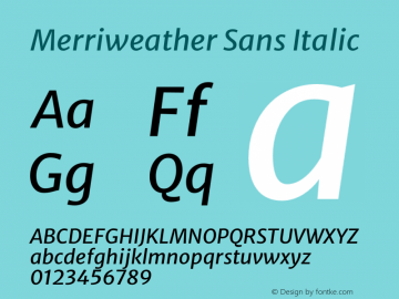 Merriweather Sans Italic Version 2.001 Font Sample