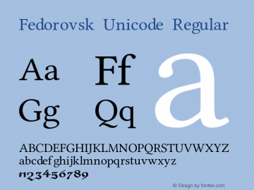 Fedorovsk Unicode Version 3.2 Font Sample