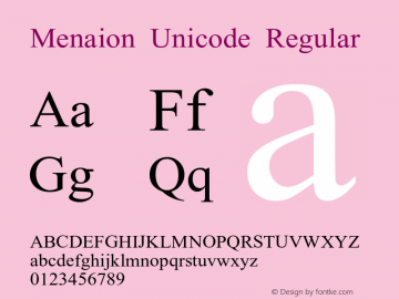 Menaion Unicode 2.1 Font Sample