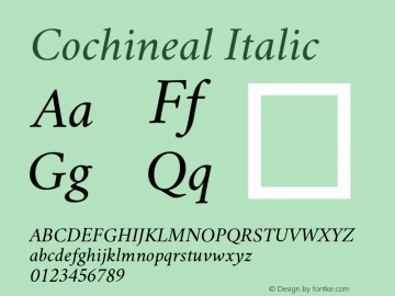 Cochineal Italic Version 0.9 Font Sample