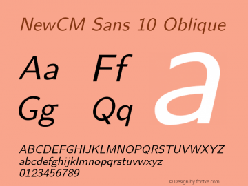 NewCMSans10-Oblique Version 2.31 Font Sample