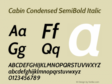 Cabin Condensed SemiBold Italic Version 3.001图片样张