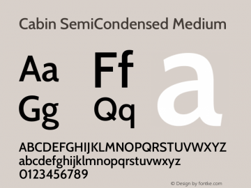 Cabin SemiCondensed Medium Version 3.001图片样张