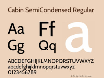 Cabin SemiCondensed Regular Version 3.001图片样张