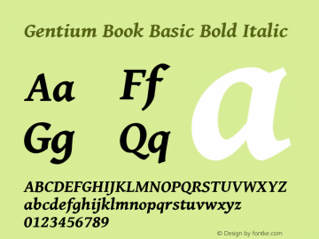 Gentium Book Basic Bold Italic Version 1.102; 2013; Maintenance release Font Sample