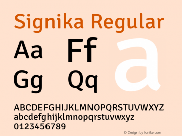 Signika Regular Version 2.000 Font Sample