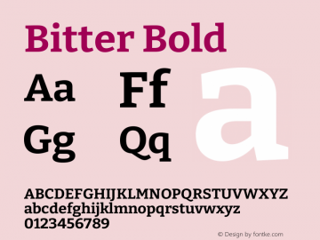 Bitter Bold Version 2.001 Font Sample