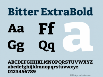 Bitter ExtraBold Version 2.001 Font Sample