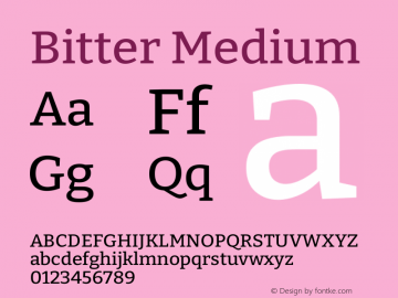 Bitter Medium Version 2.001 Font Sample