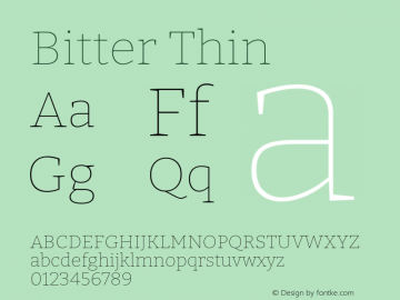 Bitter Thin Version 2.001 Font Sample