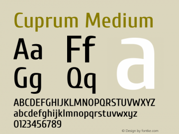 Cuprum Medium Version 3.000 Font Sample