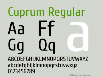 Cuprum Regular Version 3.000 Font Sample