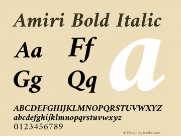 Amiri Bold Italic Version 0.113 Font Sample