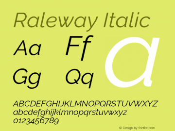 Raleway Italic Version 4.026图片样张