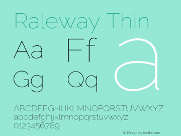 Raleway Thin Version 4.026 Font Sample
