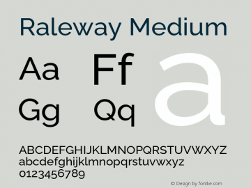 Raleway Medium Version 4.026 Font Sample