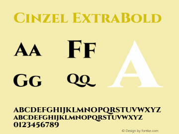 Cinzel ExtraBold Version 2.000 Font Sample
