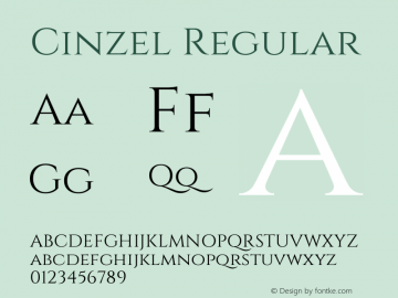 Cinzel Regular Version 2.000 Font Sample