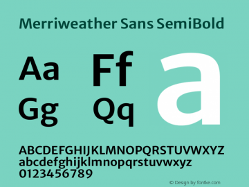 Merriweather Sans SemiBold Version 2.001 Font Sample