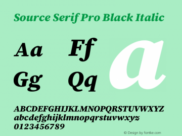 Source Serif Pro Black Italic Version 3.001;hotconv 1.0.111;makeotfexe 2.5.65597 Font Sample