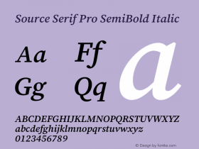 Source Serif Pro SemiBold Italic Version 3.001;hotconv 1.0.111;makeotfexe 2.5.65597图片样张