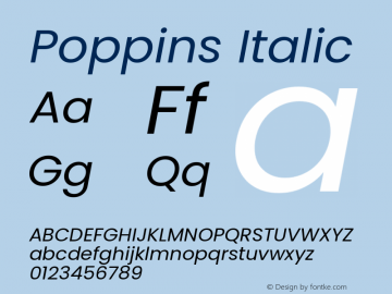 Poppins Italic 4.004 Font Sample