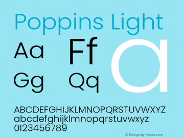 Poppins Light 4.004 Font Sample