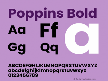 Poppins Bold 4.004 Font Sample