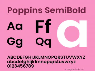 Poppins SemiBold 4.004 Font Sample