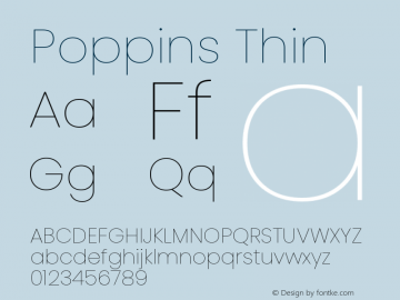 Poppins Thin 4.004 Font Sample