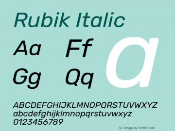 Rubik Italic Version 2.101 Font Sample
