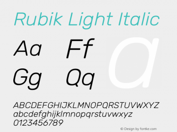 Rubik Light Italic Version 2.101 Font Sample